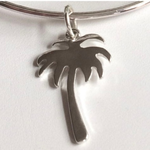 Silver Palm Tree Wire Charm Bracelet Beach Island Fun Plated Cruise Wear - Picture 6 of 8